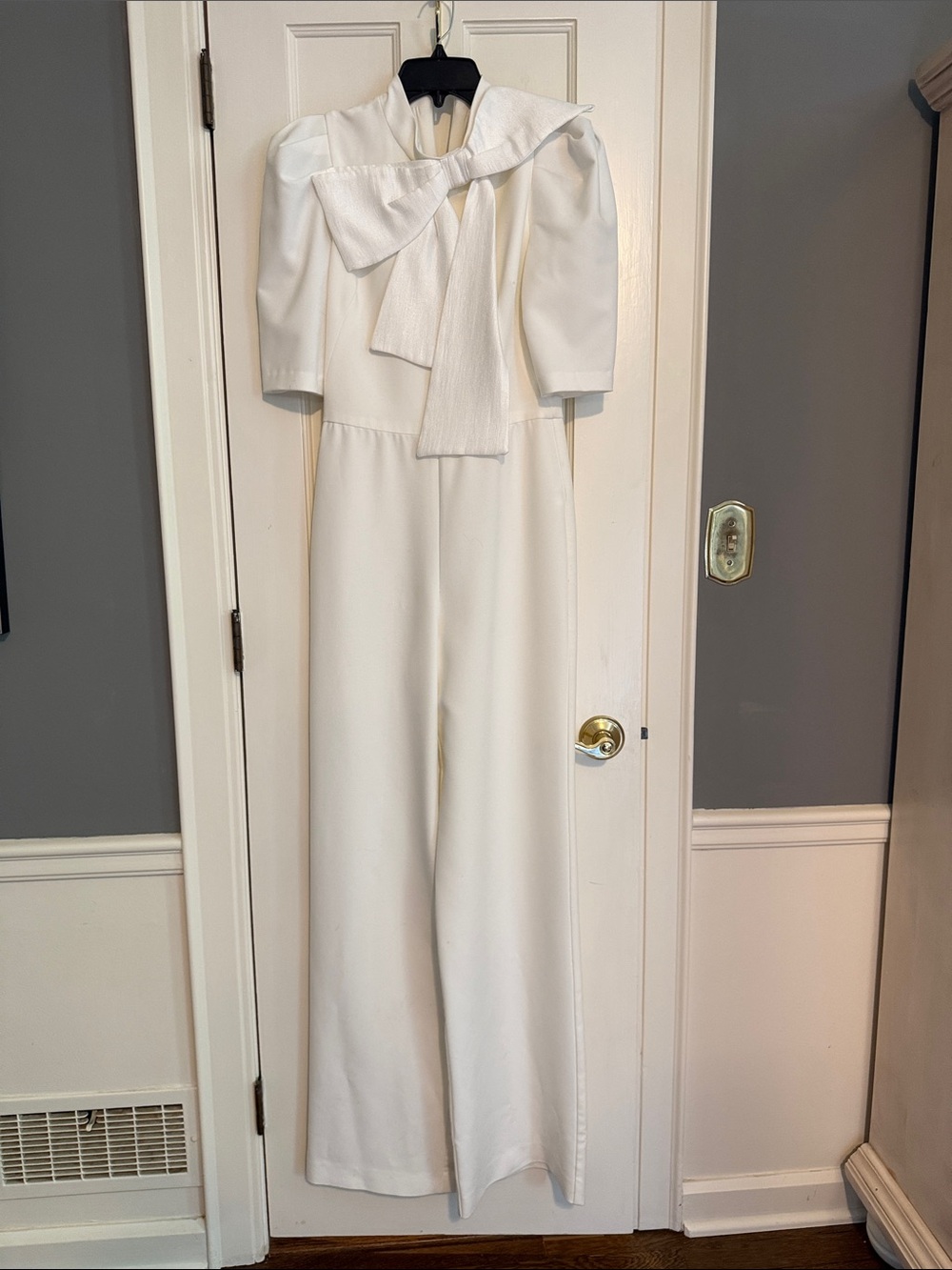 Black Halo Cream Bow-Neck Wide-Leg Jumpsuit